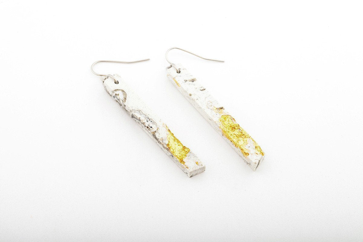 Concrete Fractured Earrings - Skinny 2 Inch