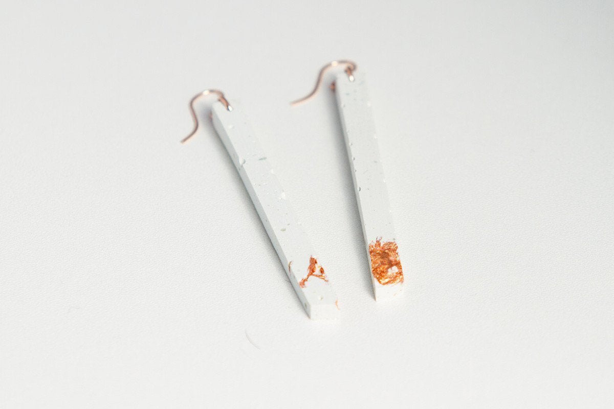 Concrete Fractured Earrings - Skinny 3 Inch