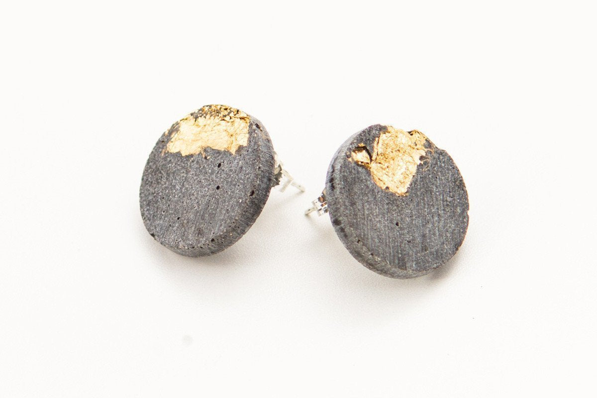 Concrete Fractured Earrings - Large Stud