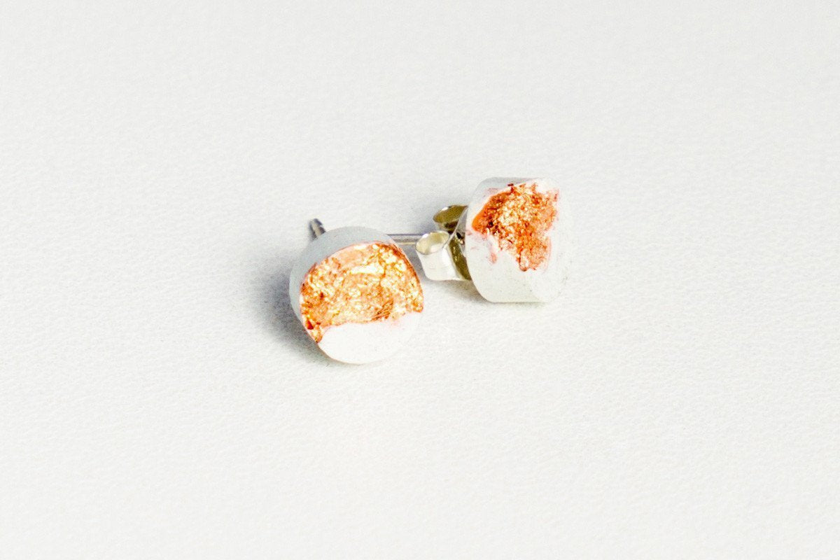 Concrete Fractured Earrings - Small Stud