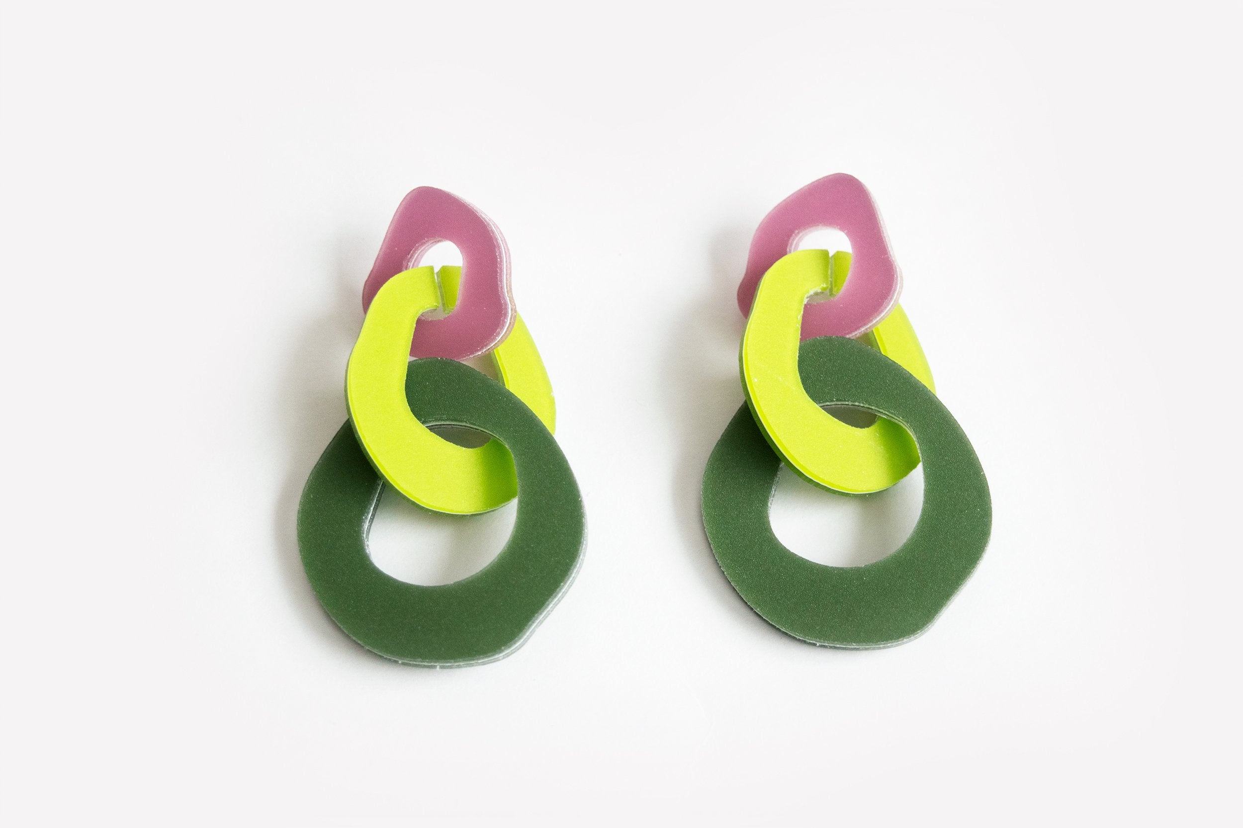 Ecoresin Earrings - Triple Link